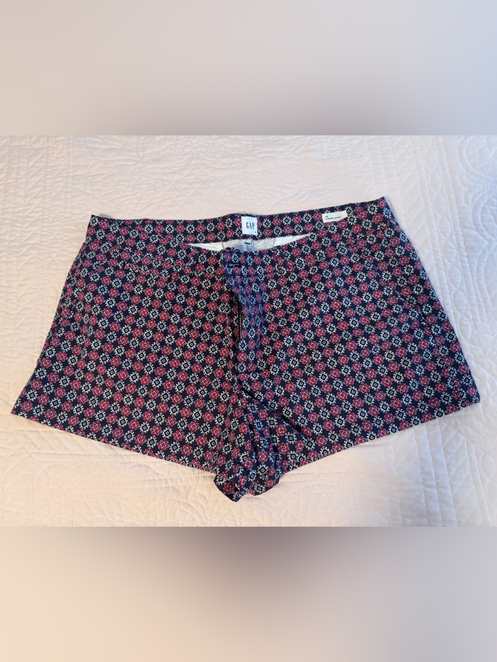 GAP Navy Floral High-Waist Tie Shorts